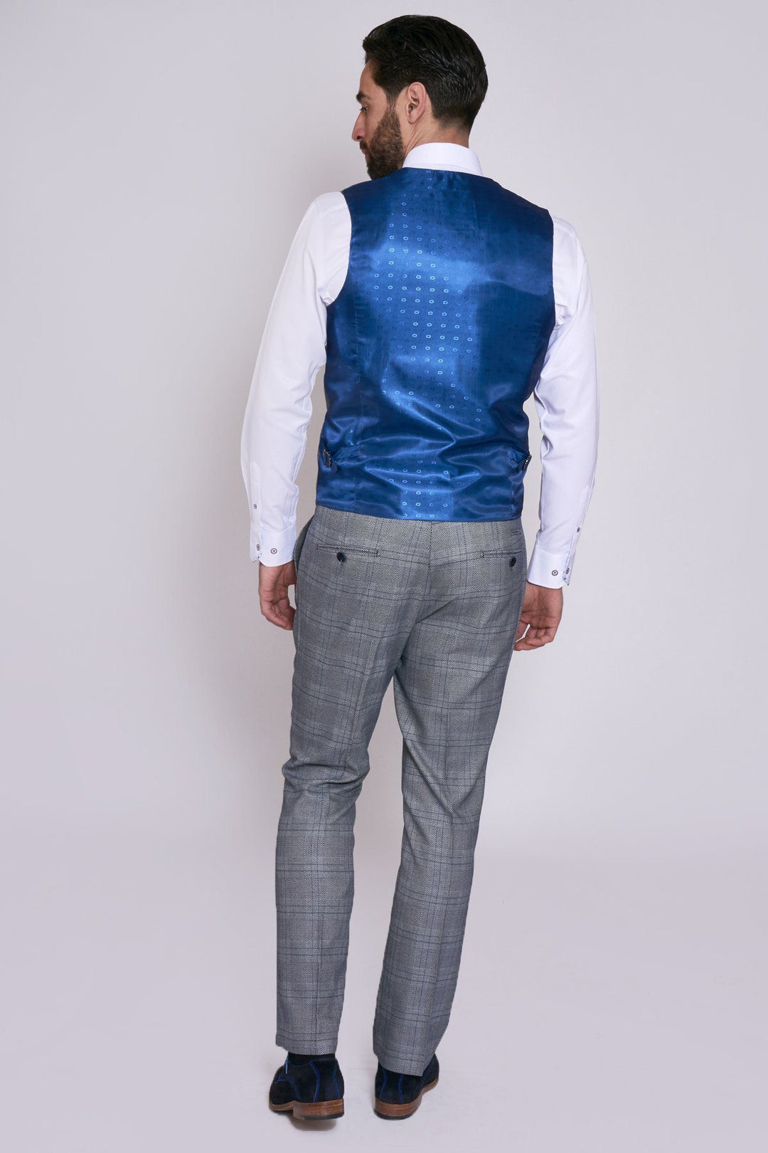 Jerry Grey Check Suit With Single Breasted Waistcoat