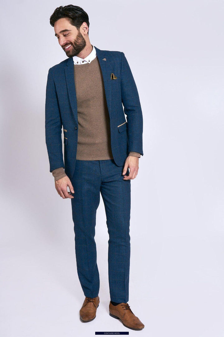 Dion Blue Tweed Check Blazer