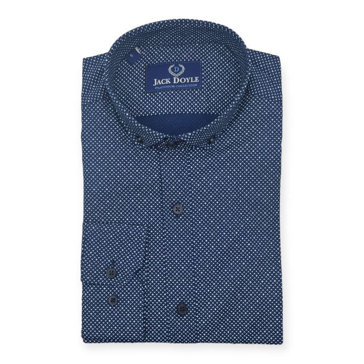 Jack Doyle Blue Button Down Collar Accent Print Shirt