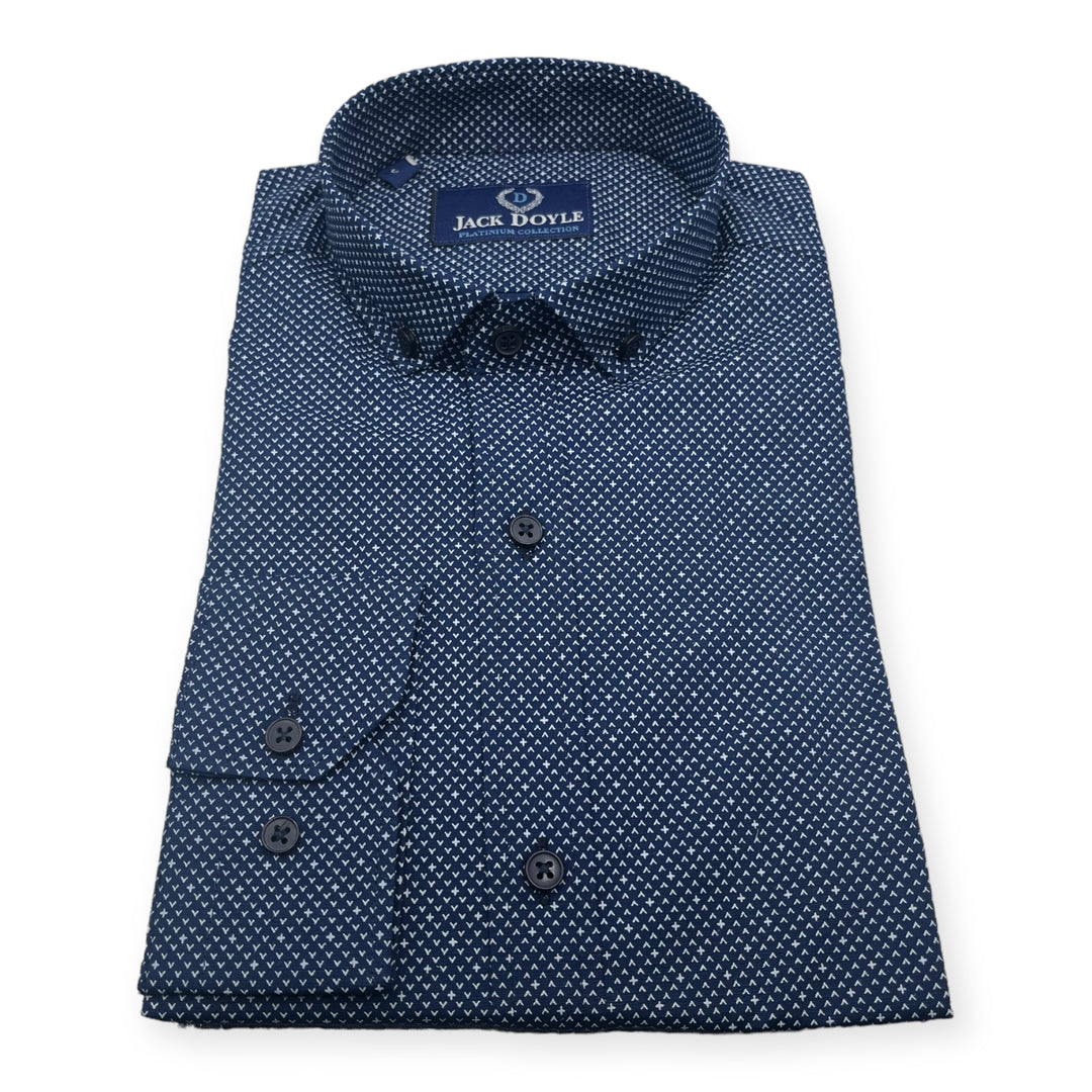 Jack Doyle Blue Button Down Collar Accent Print Shirt