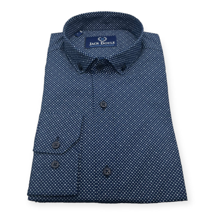 Jack Doyle Blue Button Down Collar Accent Print Shirt