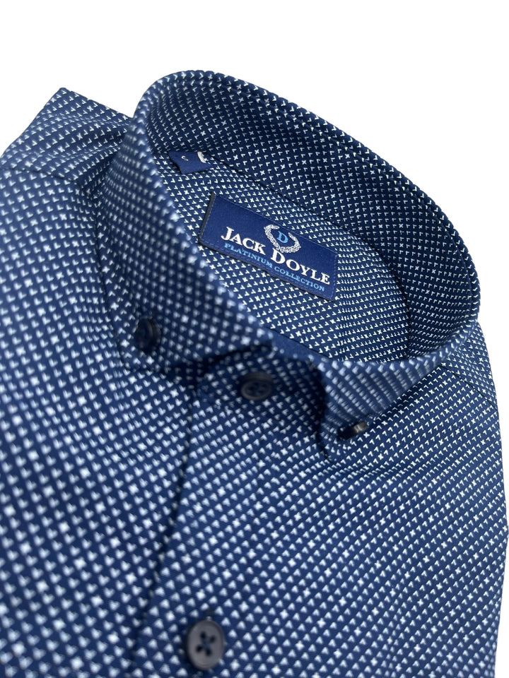 Jack Doyle Blue Button Down Collar Accent Print Shirt