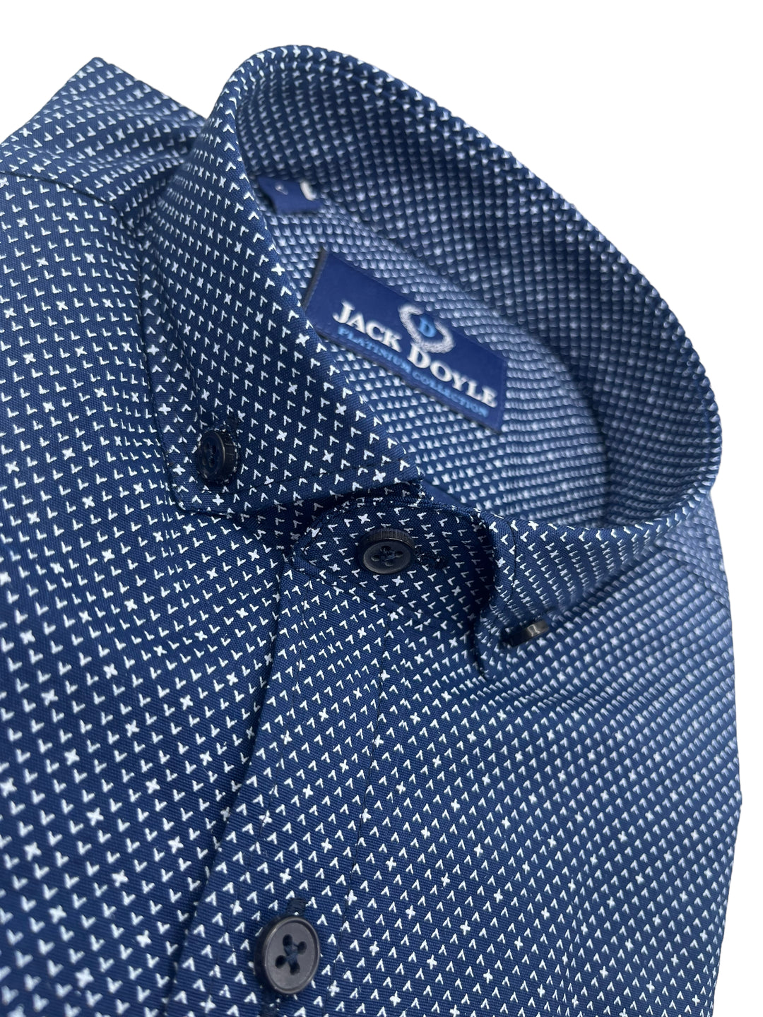 Jack Doyle Blue Button Down Collar Accent Print Shirt