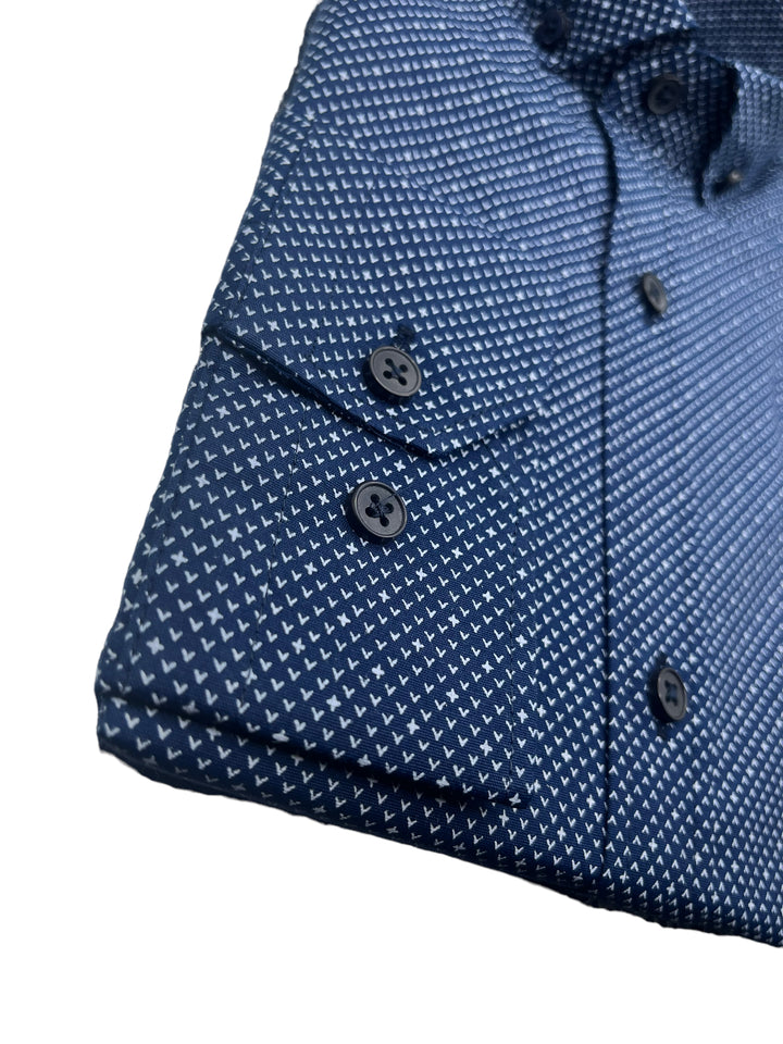 Jack Doyle Blue Button Down Collar Accent Print Shirt