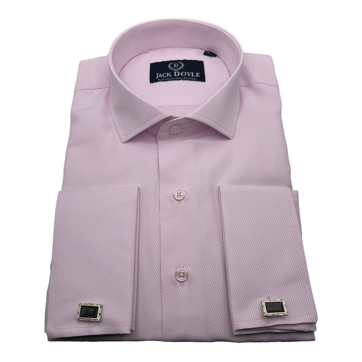 Formal Ribbed Light Pink Shirt With French Cuff
