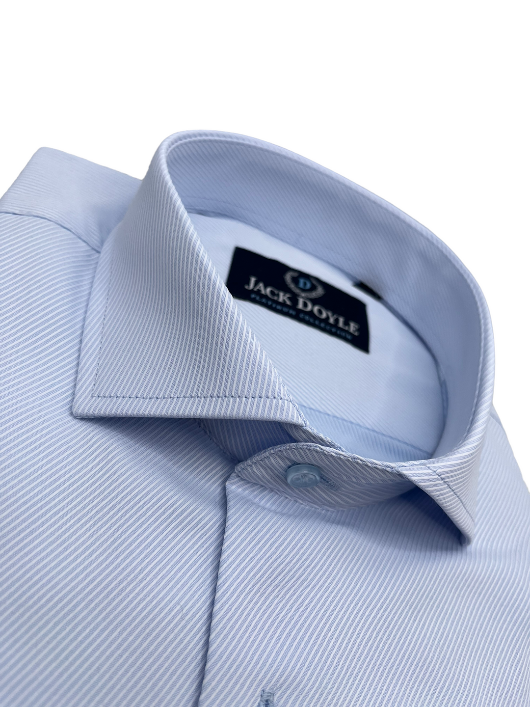 Formal Ribbed Sky Blue Shirt With French Cuff