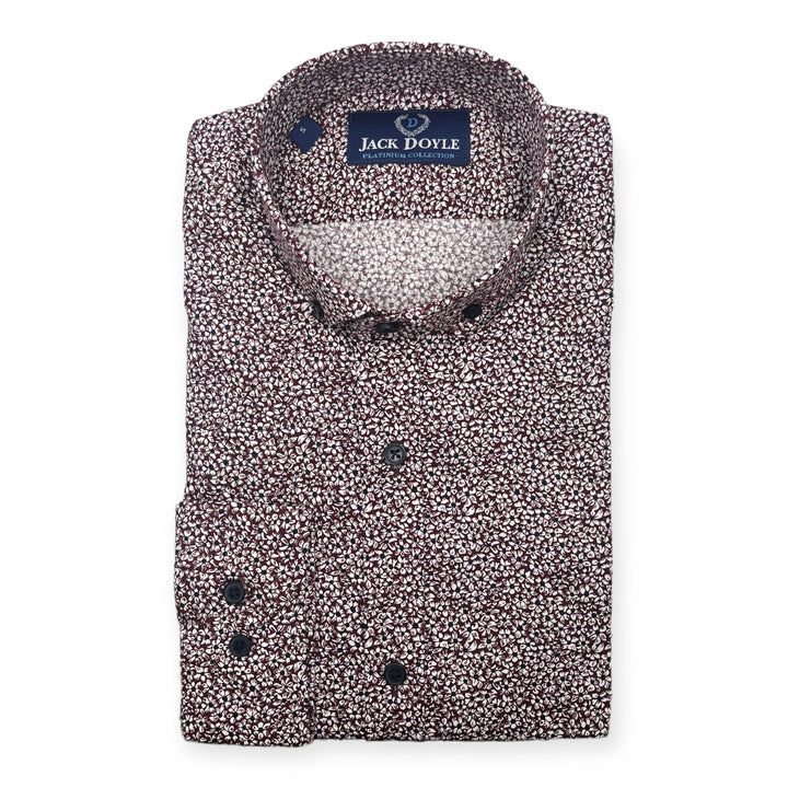 Jack Doyle Maroon Button Down Collar Floral Print Shirt