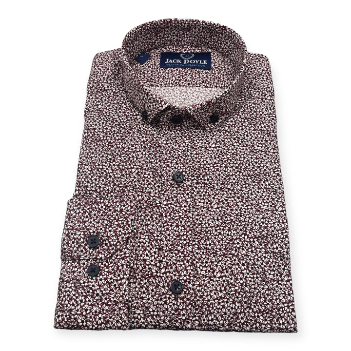 Jack Doyle Maroon Button Down Collar Floral Print Shirt