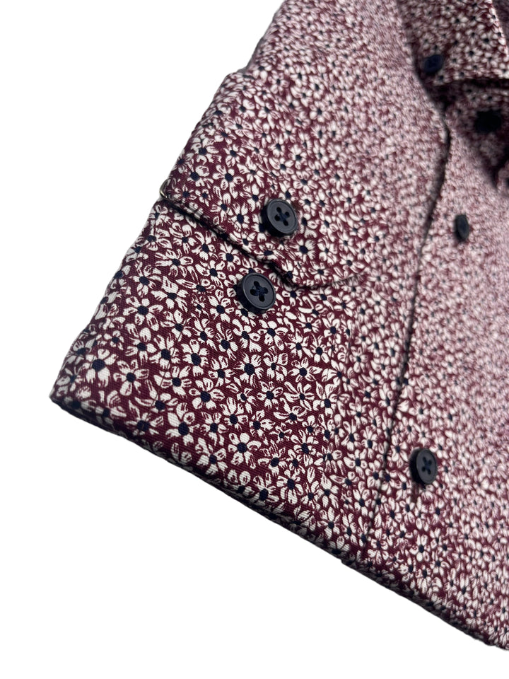 Jack Doyle Maroon Button Down Collar Floral Print Shirt