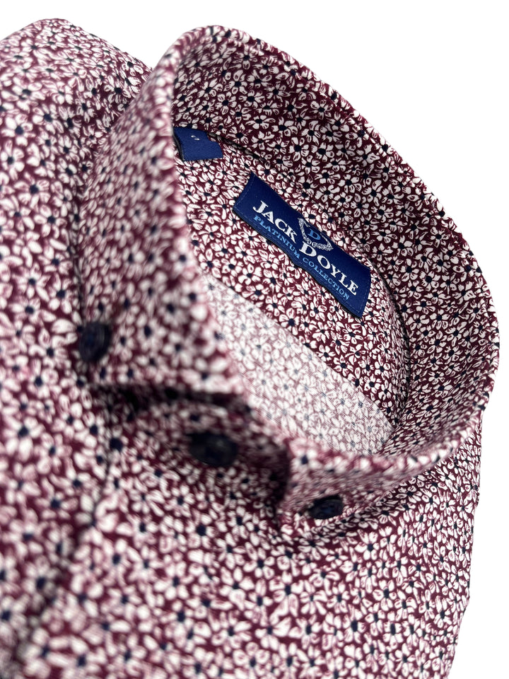 Jack Doyle Maroon Button Down Collar Floral Print Shirt