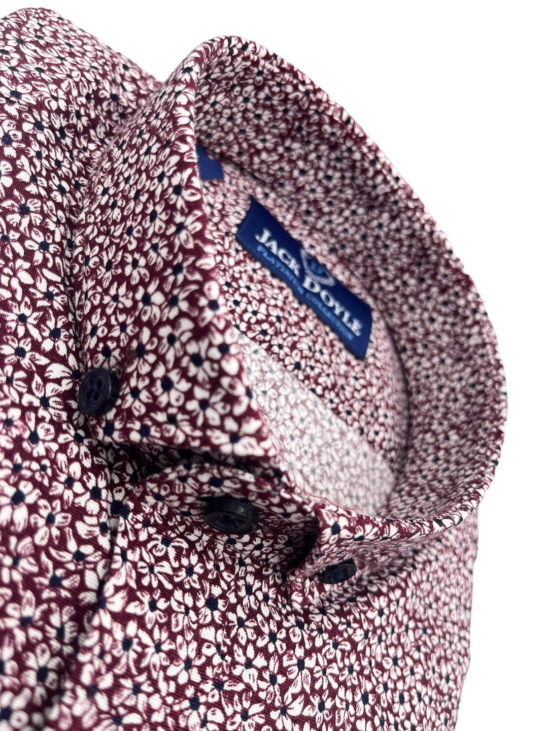 Jack Doyle Maroon Button Down Collar Floral Print Shirt