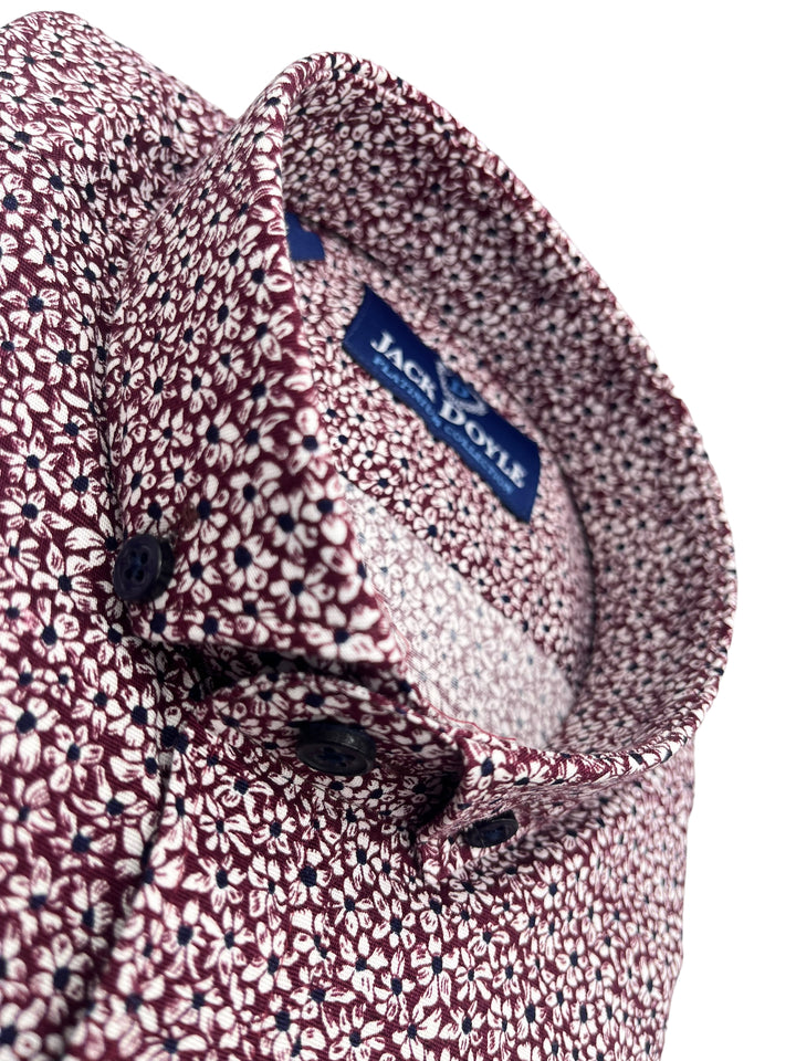 Jack Doyle Maroon Button Down Collar Floral Print Shirt