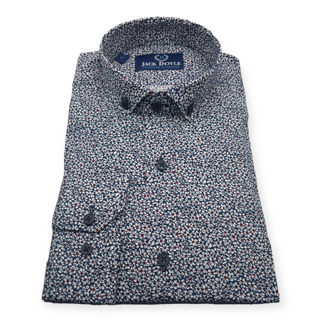 Jack Doyle Navy Button Down Collar Floral Print Shirt