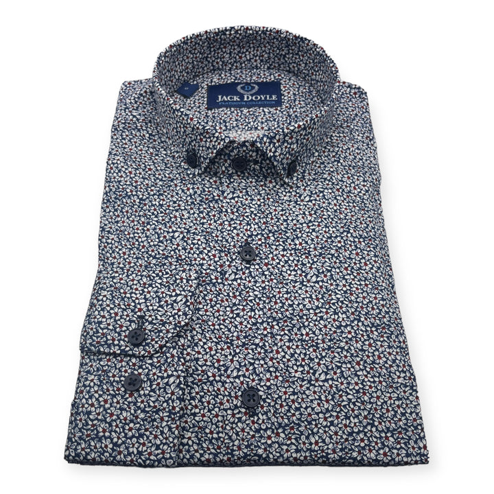 Jack Doyle Navy Button Down Collar Floral Print Shirt