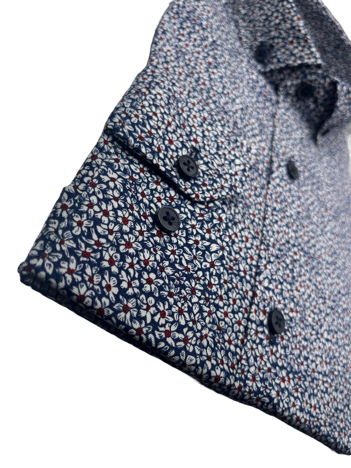 Jack Doyle Navy Button Down Collar Floral Print Shirt