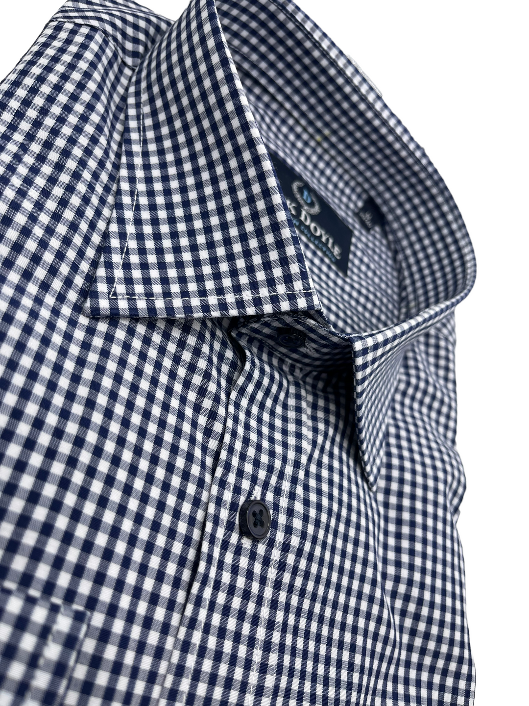 Navy Gingham Check Shirt With Chest Pocket