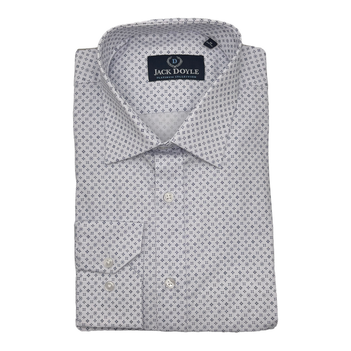 Navy Star Print White Shirt