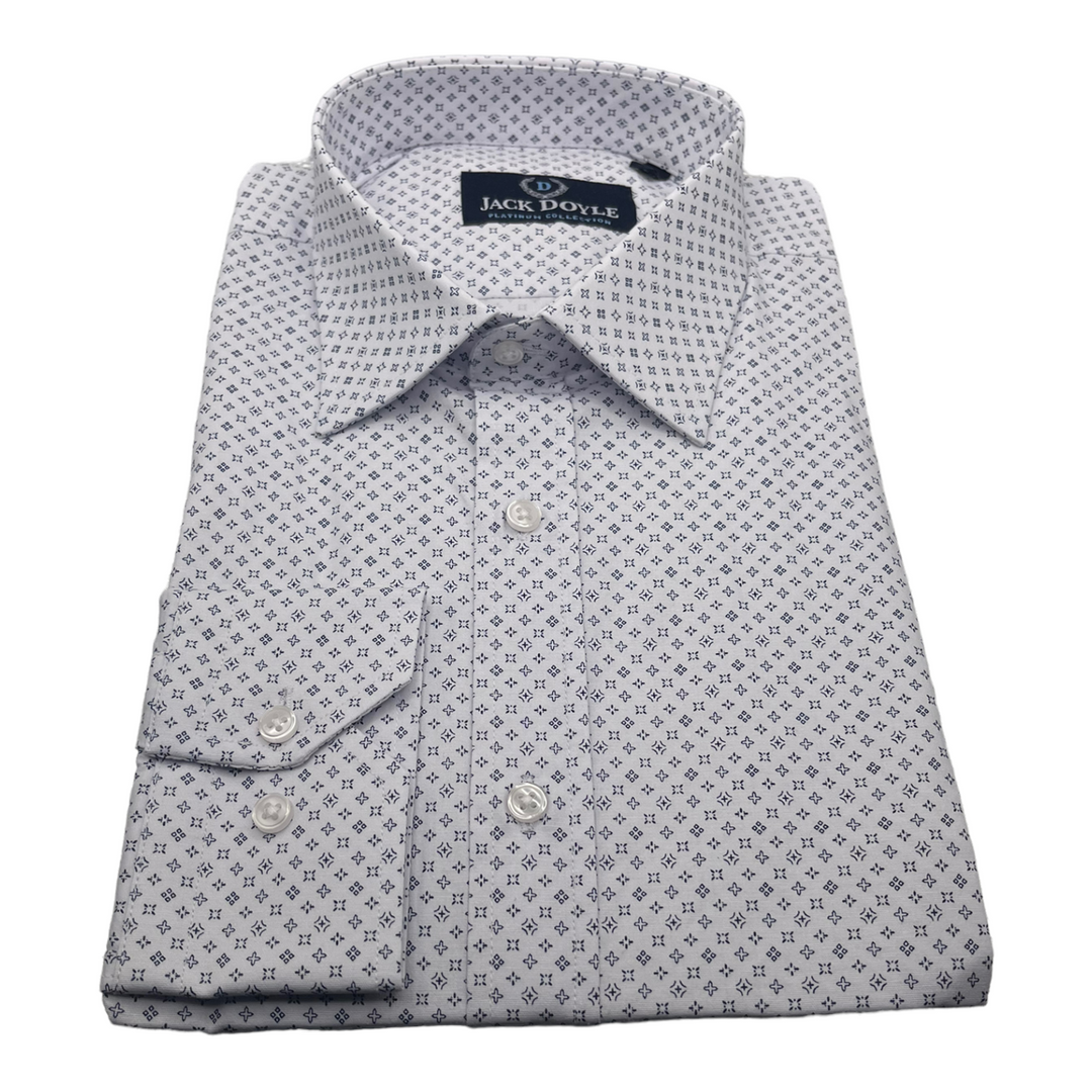 Navy Star Print White Shirt