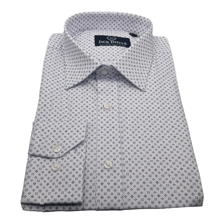 Navy Star Print White Shirt