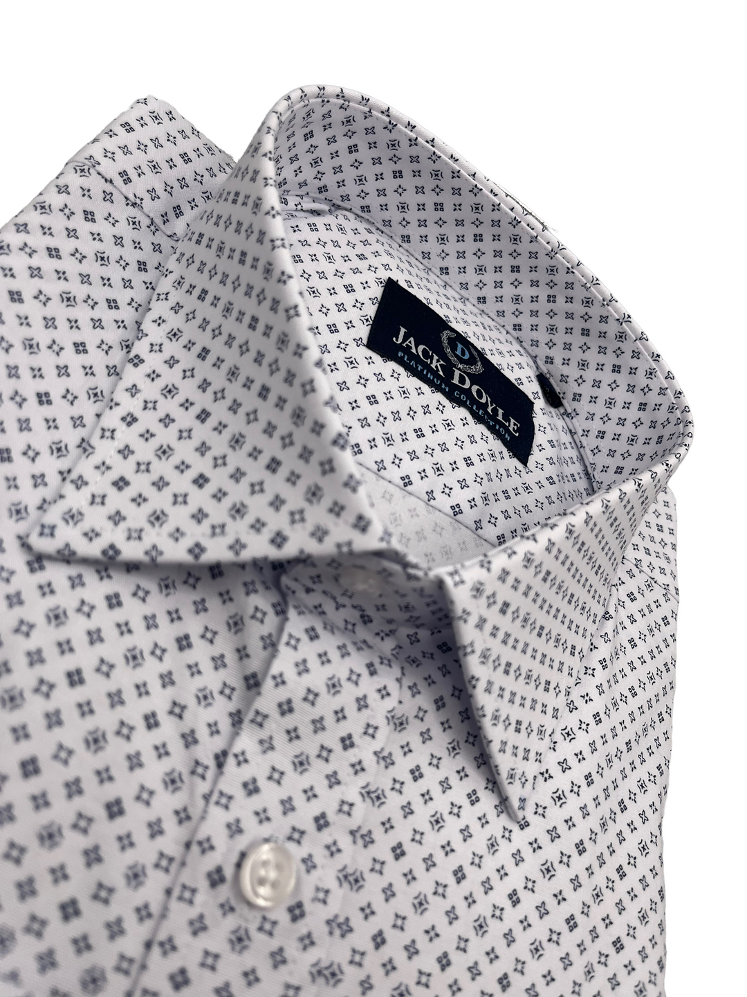 Navy Star Print White Shirt