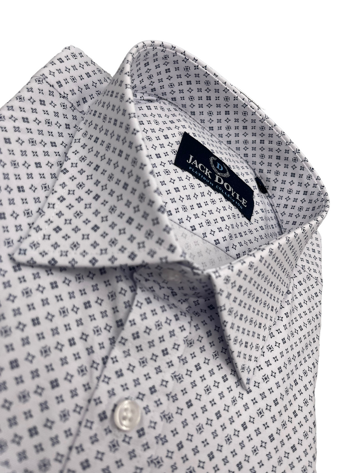 Navy Star Print White Shirt