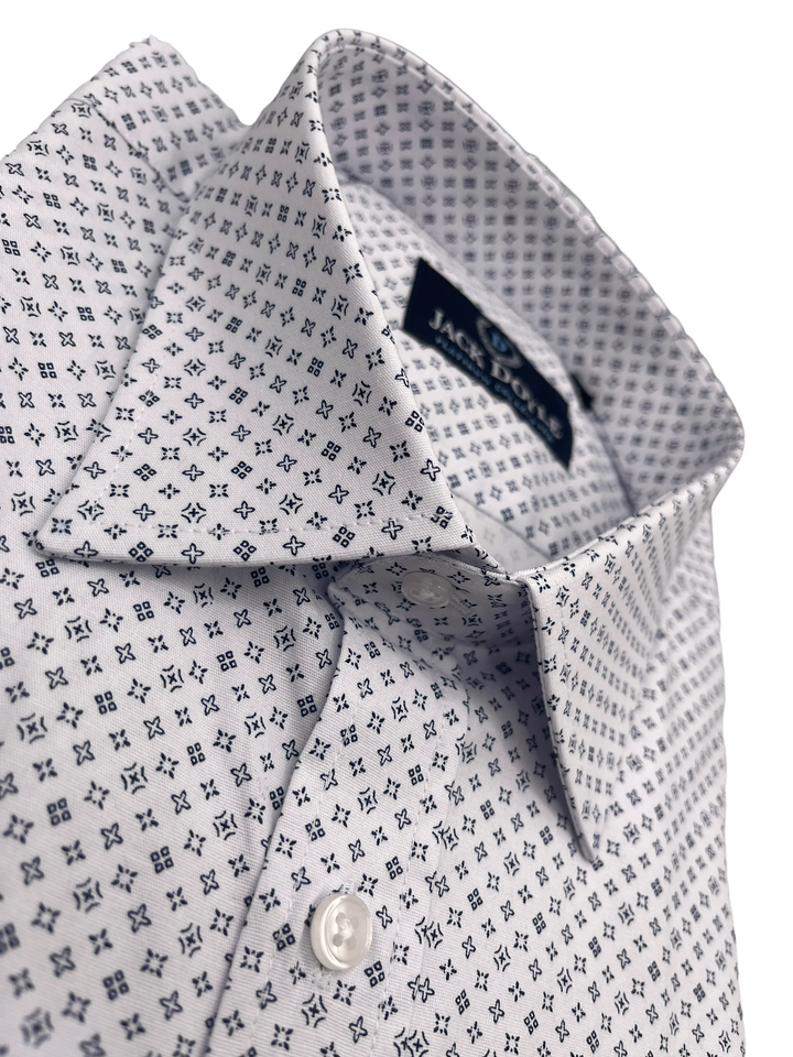 Navy Star Print White Shirt