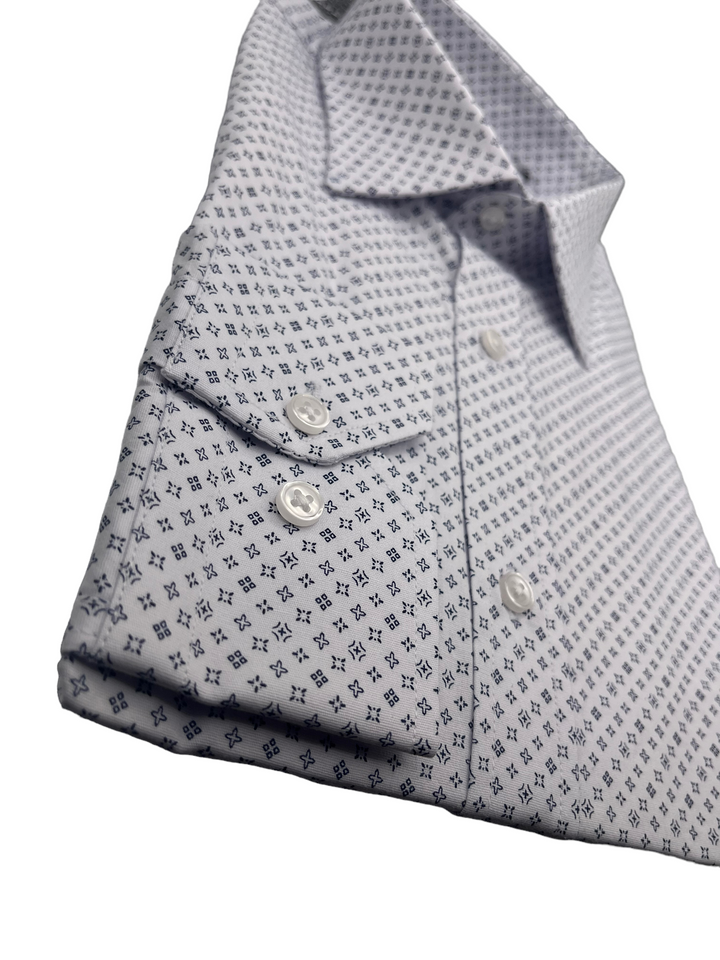 Navy Star Print White Shirt