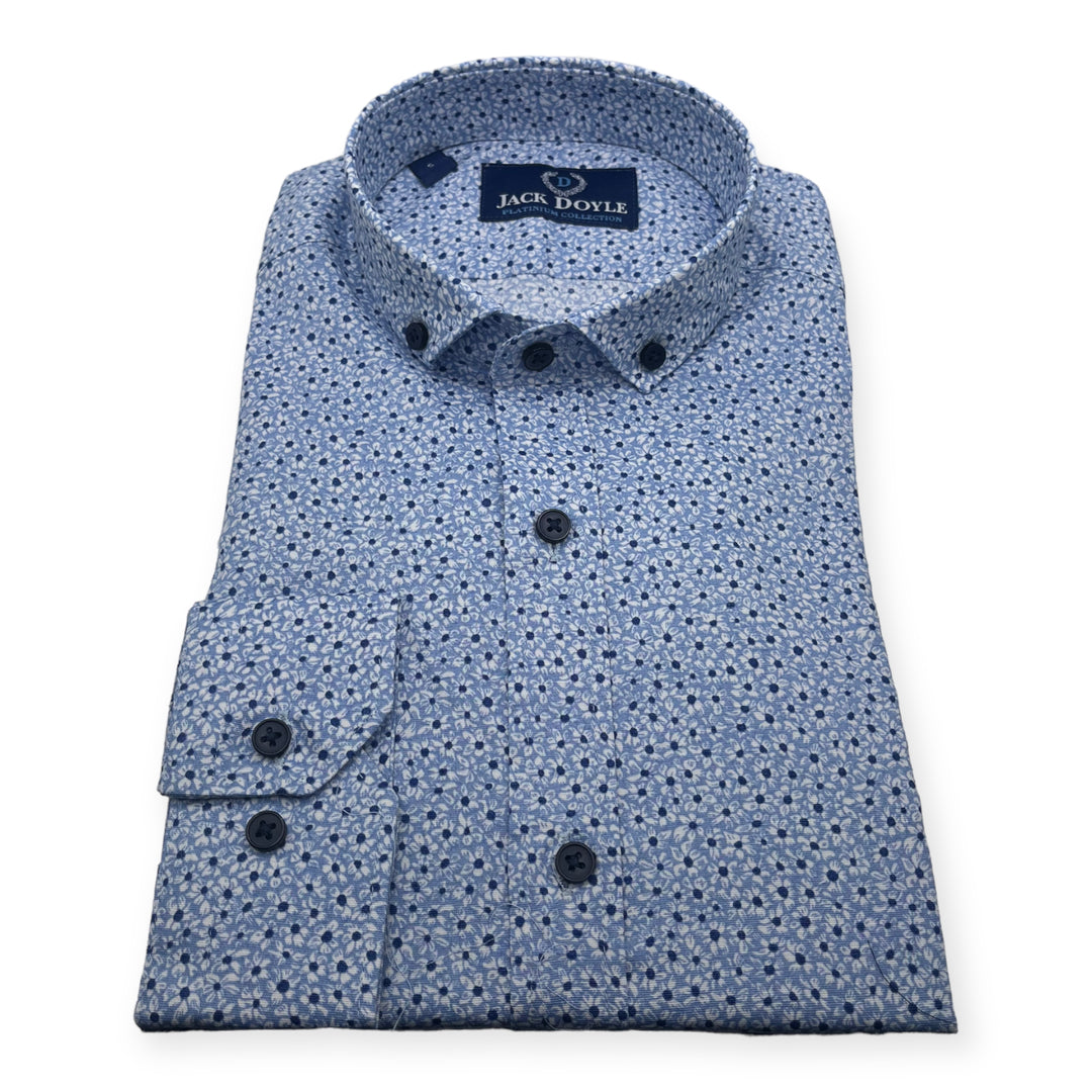 Jack Doyle Sky Blue Button Down Collar Floral Print Shirt