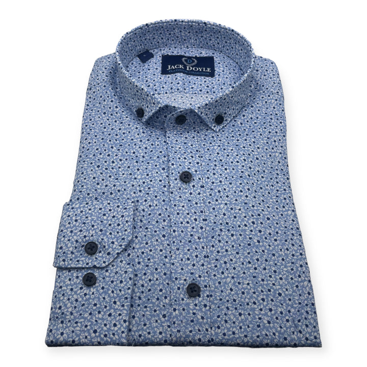 Jack Doyle Sky Blue Button Down Collar Floral Print Shirt