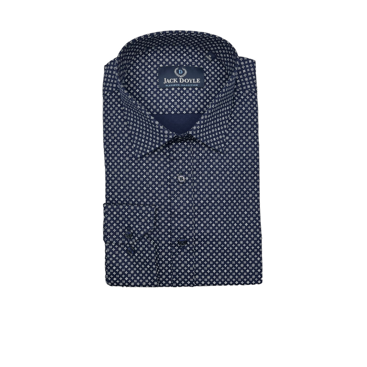 White Star Print Navy Shirt