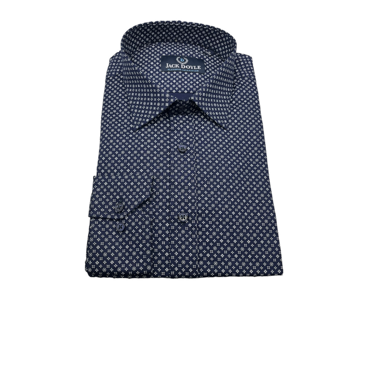 White Star Print Navy Shirt