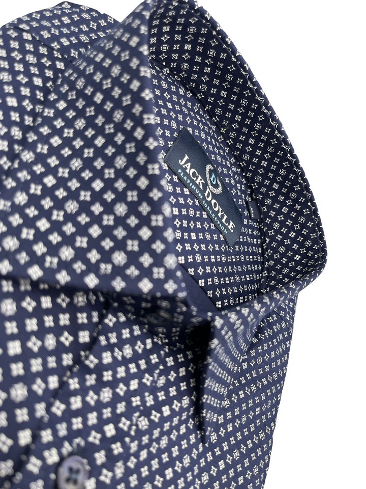 White Star Print Navy Shirt