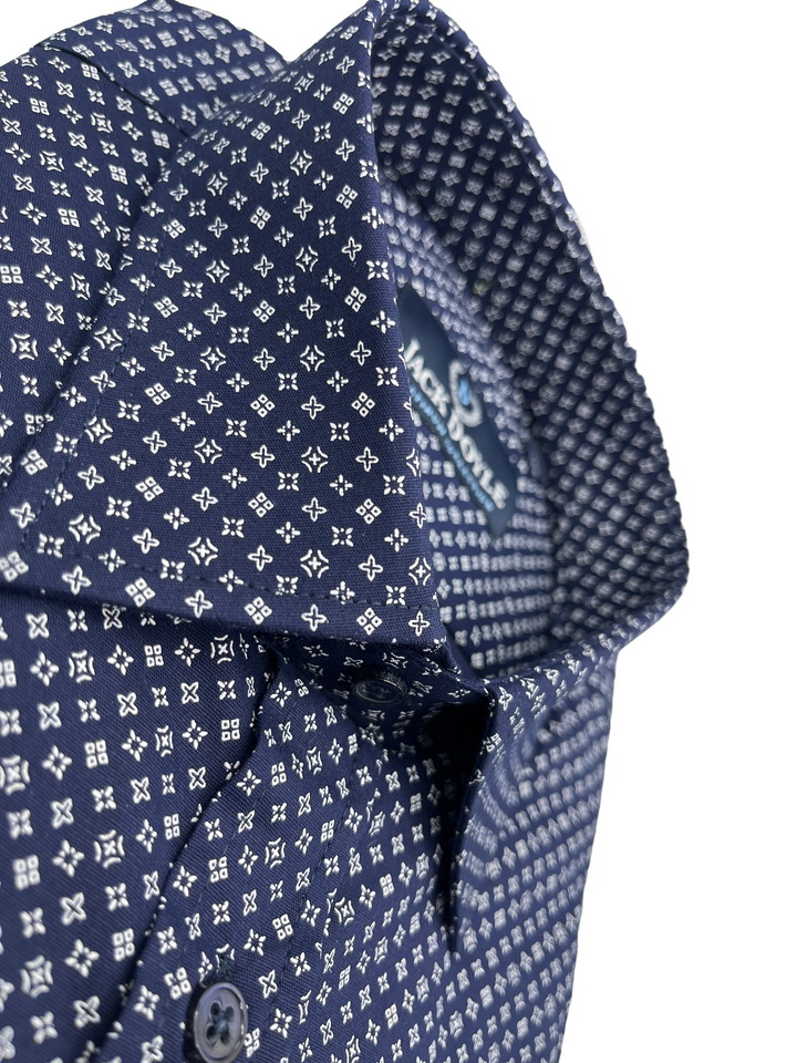 White Star Print Navy Shirt