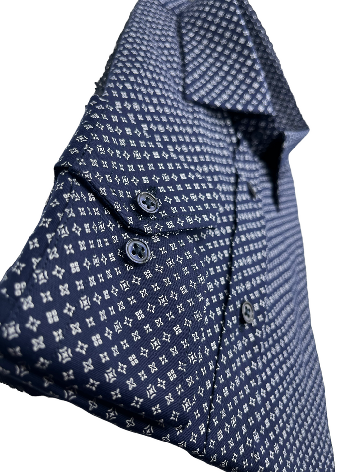 White Star Print Navy Shirt