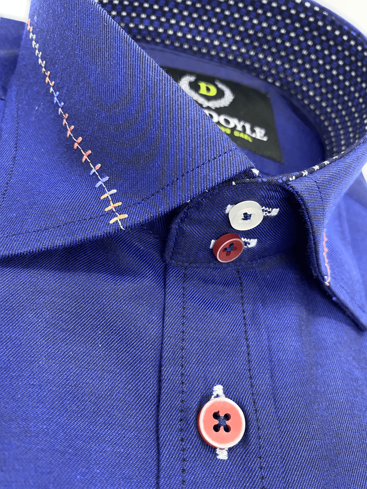 Casual Royal Blue Shirt With Trim