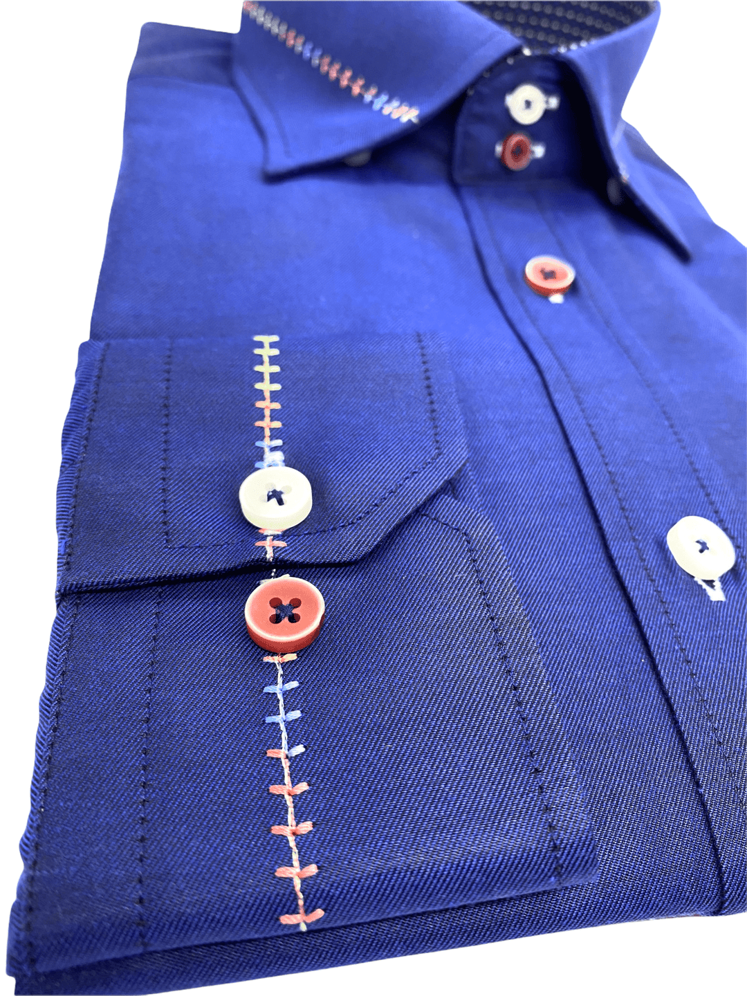 Casual Royal Blue Shirt With Trim
