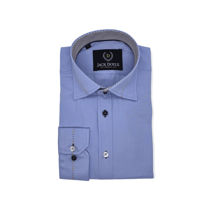 Casual Sky Blue Shirt With Trim