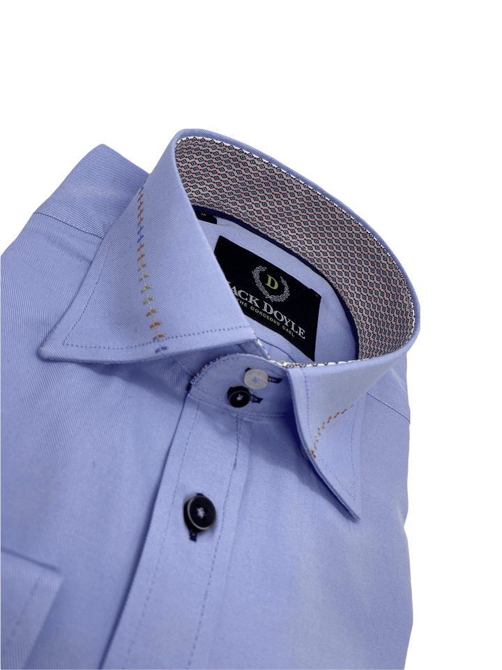 Casual Sky Blue Shirt With Trim