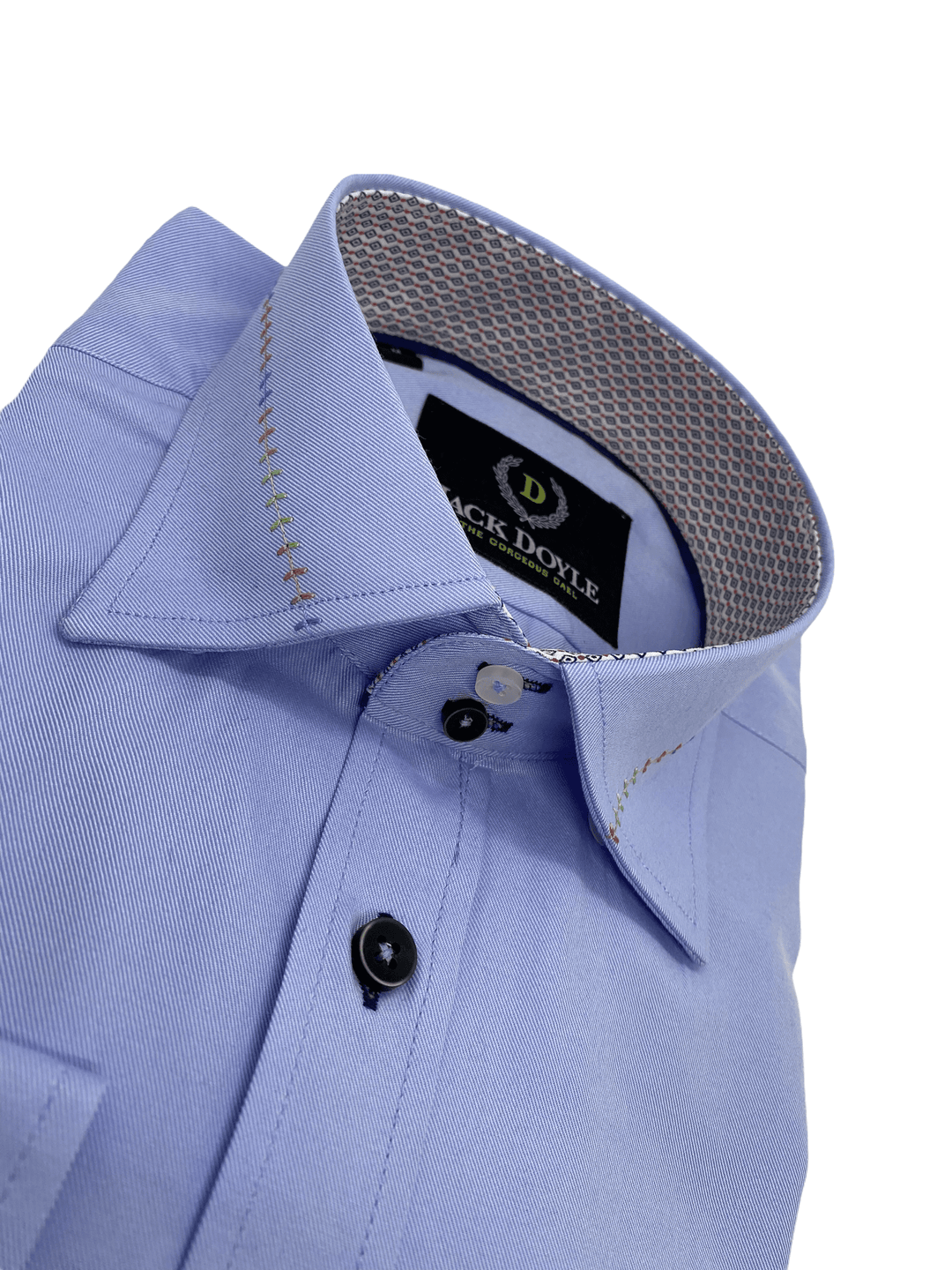 Casual Sky Blue Shirt With Trim