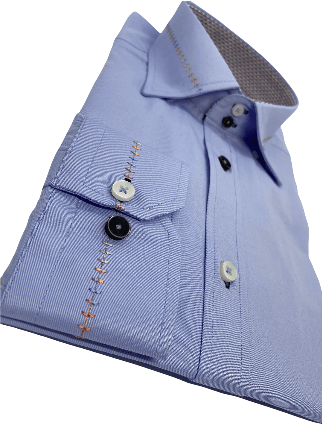 Casual Sky Blue Shirt With Trim