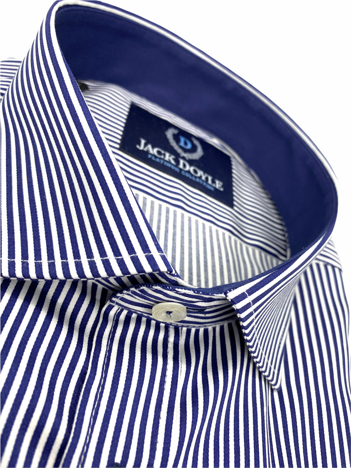 Navy Striped Shirt With Chest Pocket