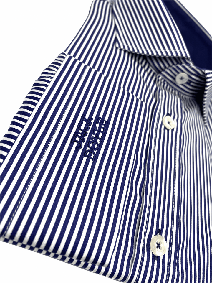 Navy Striped Shirt With Chest Pocket