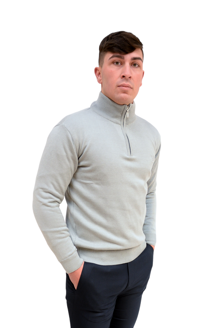 Light Grey Light Knit 1/4 Zip Jumper