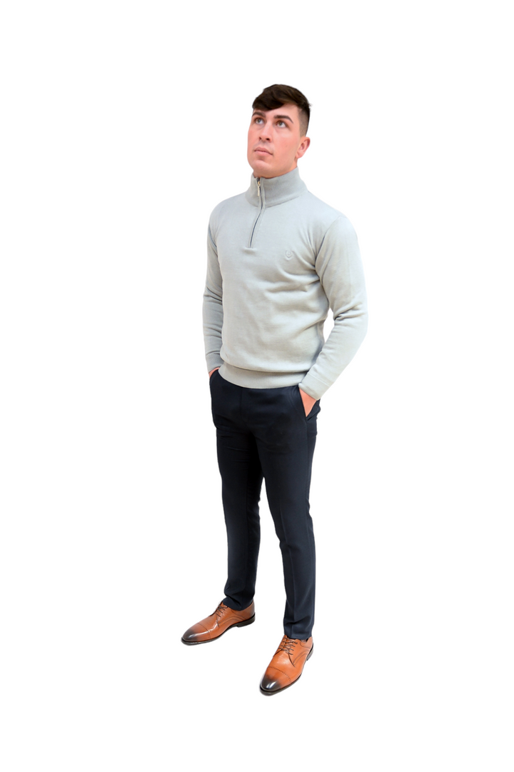 Light Grey Light Knit 1/4 Zip Jumper