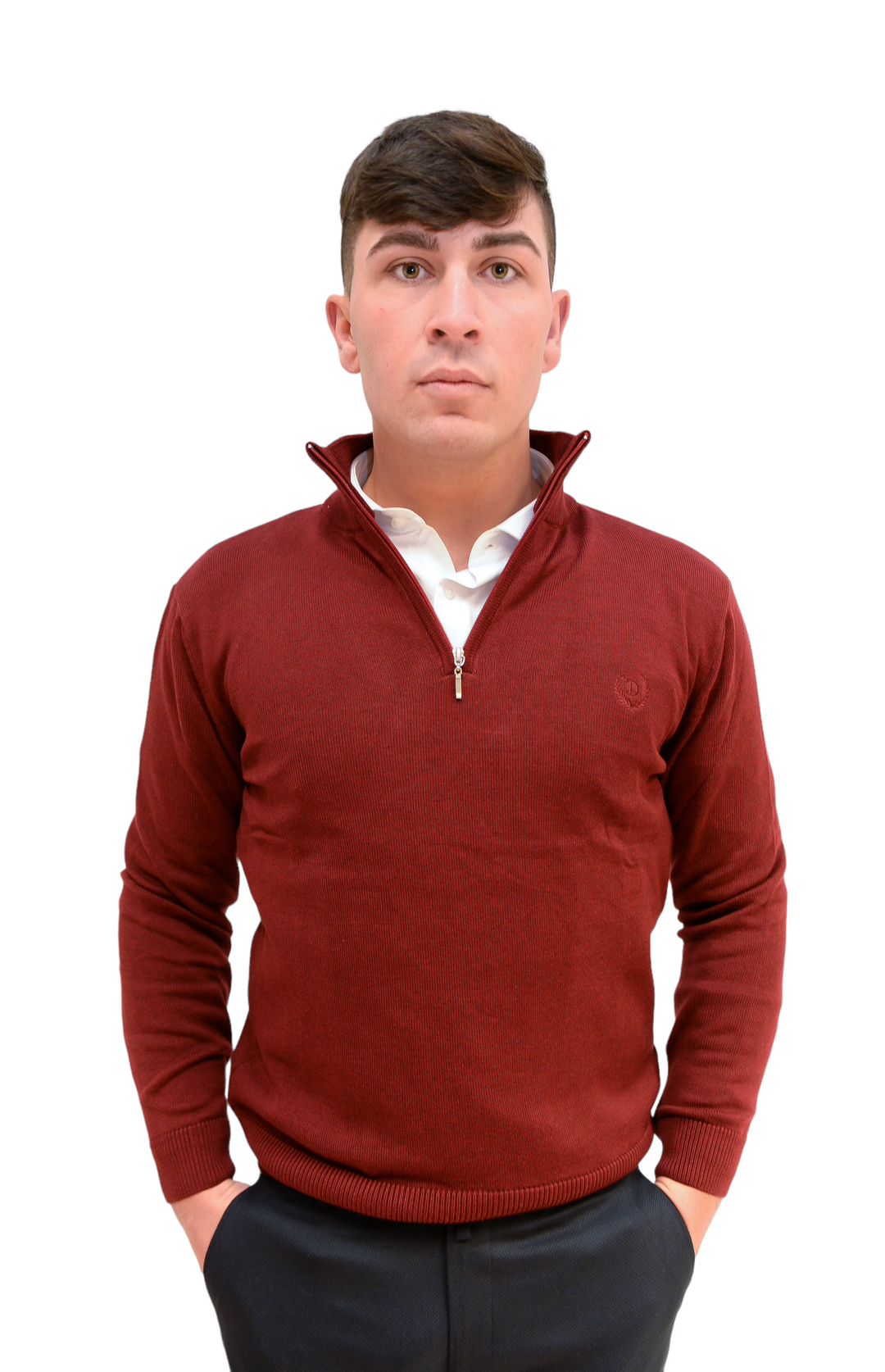 Maroon Light Knit 1/4 Zip Jumper