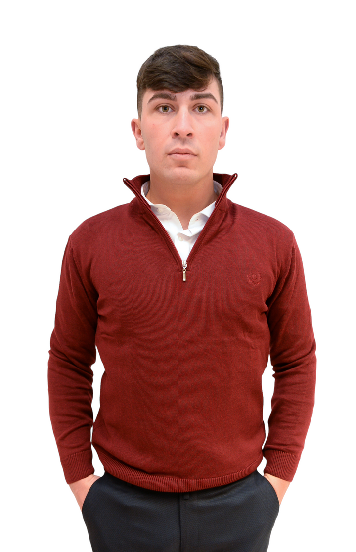 Maroon Light Knit 1/4 Zip Jumper