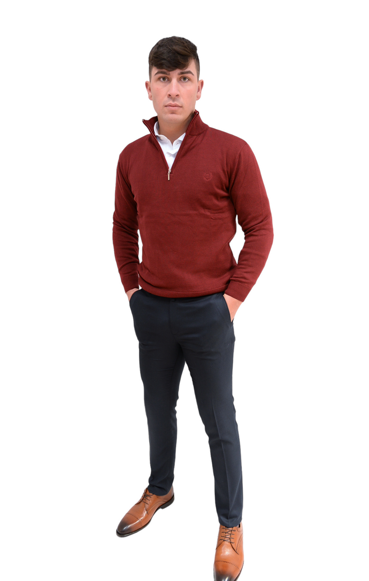 Maroon Light Knit 1/4 Zip Jumper