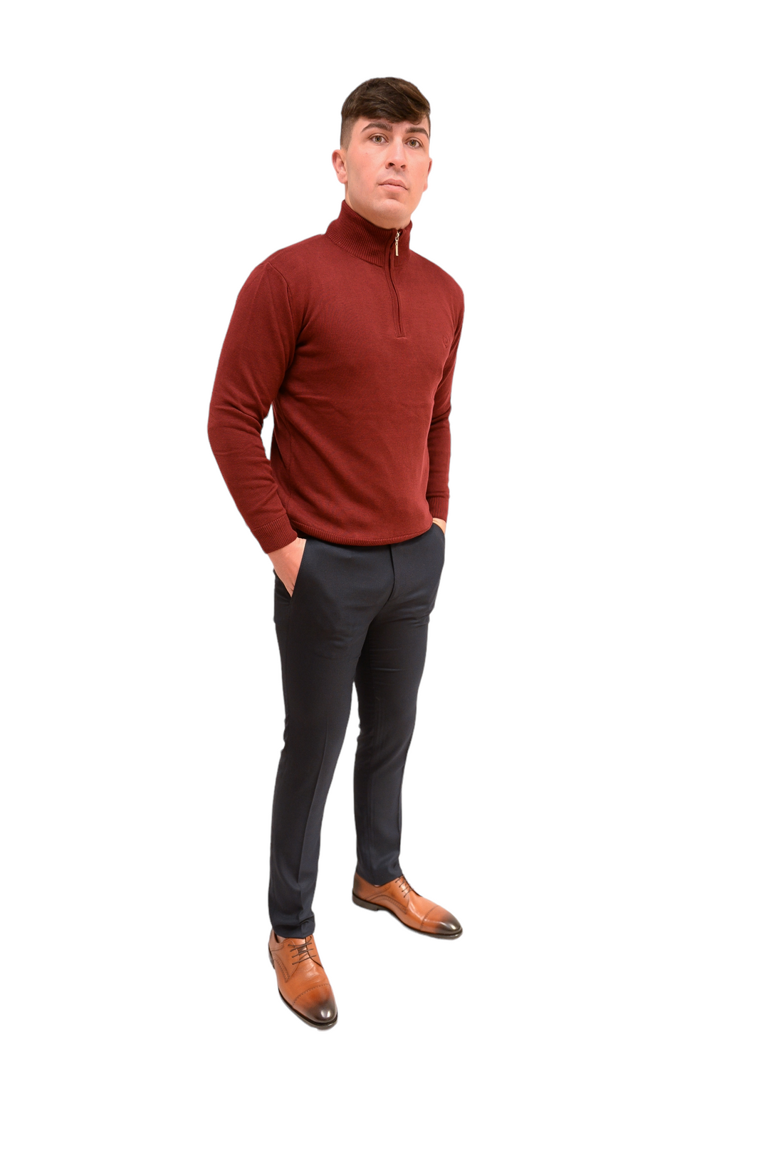 Maroon Light Knit 1/4 Zip Jumper