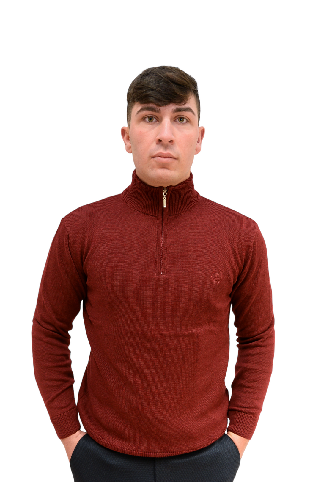 Maroon Light Knit 1/4 Zip Jumper