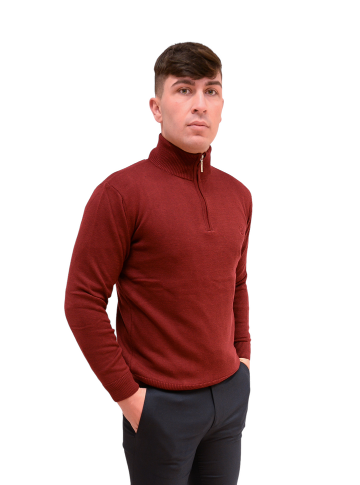 Maroon Light Knit 1/4 Zip Jumper